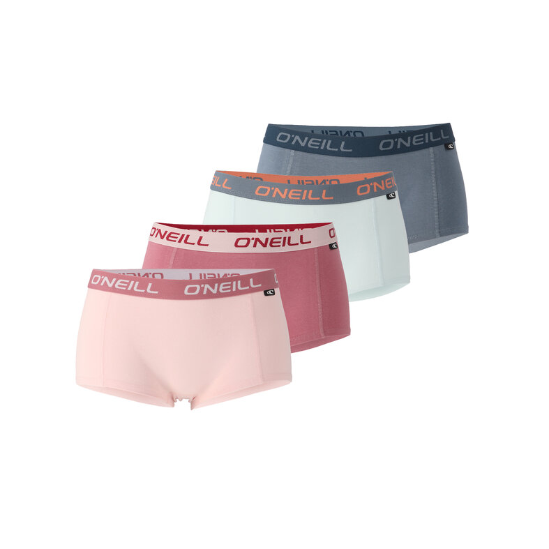 O'Neill O'Neill Women's Boxer Shorts 4-Pack Solid Pink/Blue/Gray