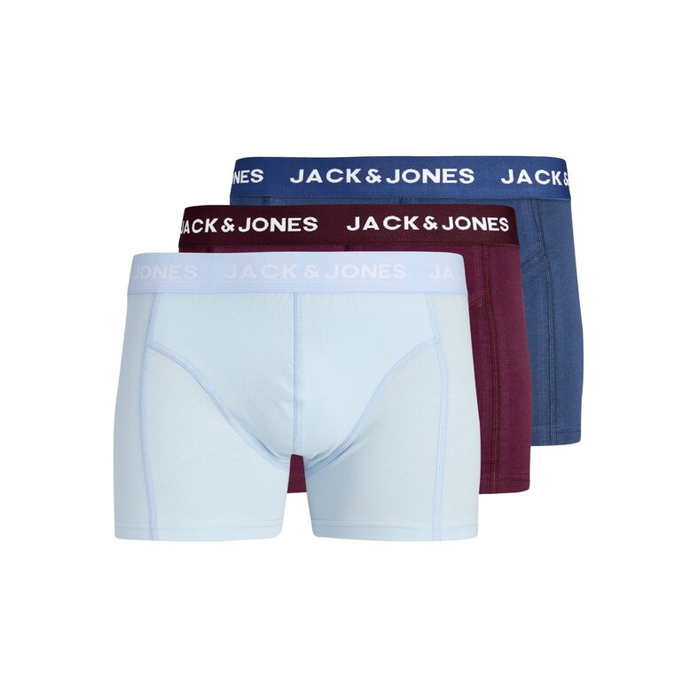 Jack & Jones Jack & Jones Heren Plus Size Boxershorts Trunks JACJOTA 3-Pack Effen Lichtblauw/Rood/Blauw