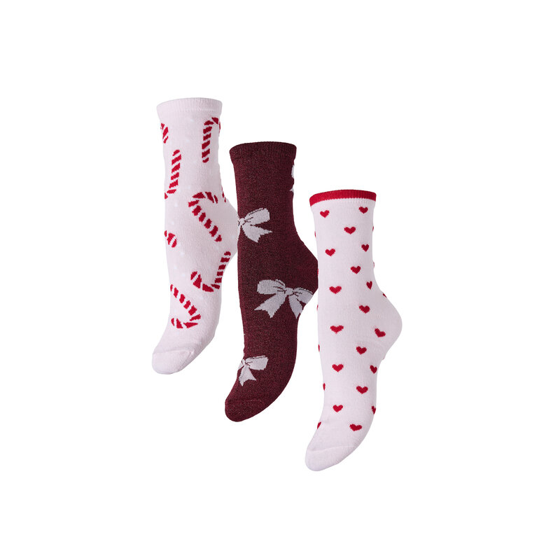 PIECES Pieces Dames Kerst Sokken PCJINGLE Glitter 6-Pack Roze/Grijs