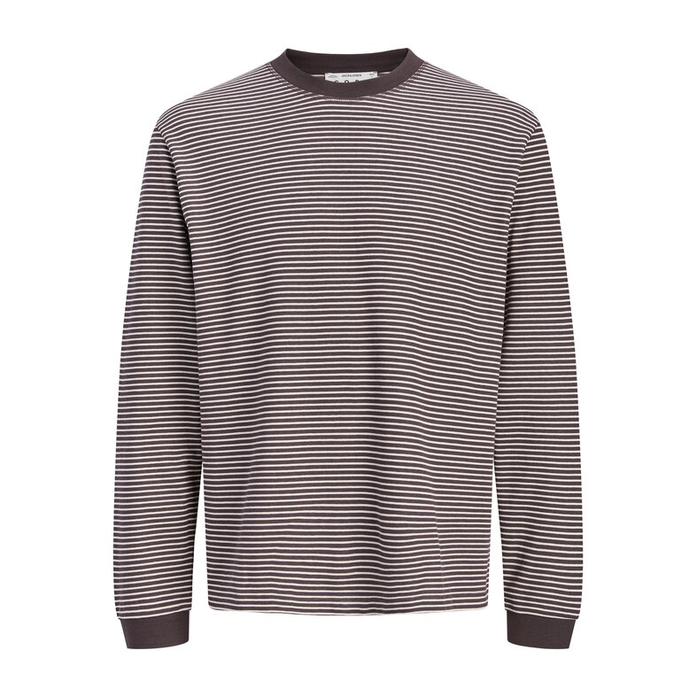 Jack & Jones Jack & Jones Heren Longsleeve T-Shirt JCOBARRON Bruin/Wit Gestreept