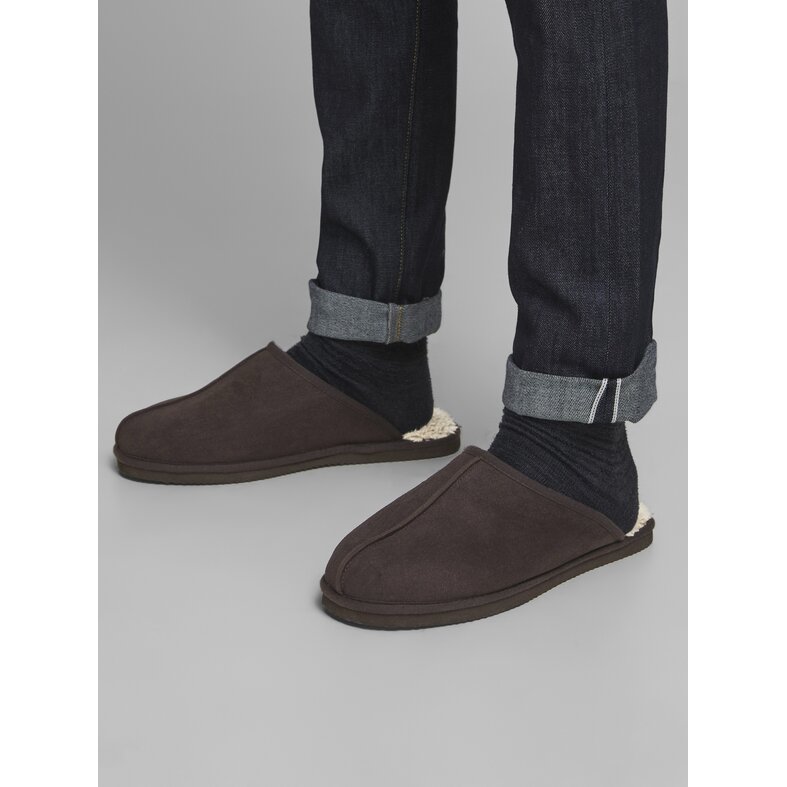 Jack & Jones Jack & Jones Heren Instap Pantoffel JFWDUDELY Microfiber Donkerbruin