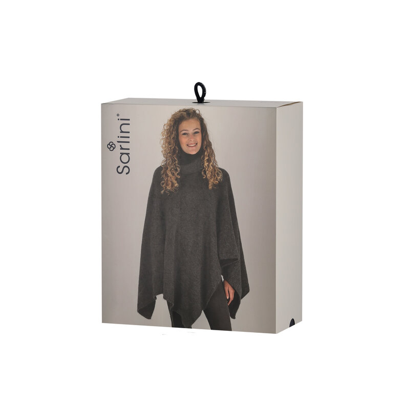 Sarlini Sarlini Ladies Knitted Poncho With Roller Collar Anthracite Melange