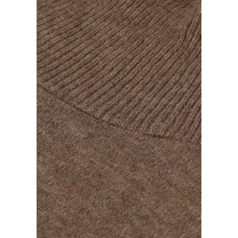 Sarlini Sarlini Ladies Knitted Poncho With Roller Collar Taupe Melange
