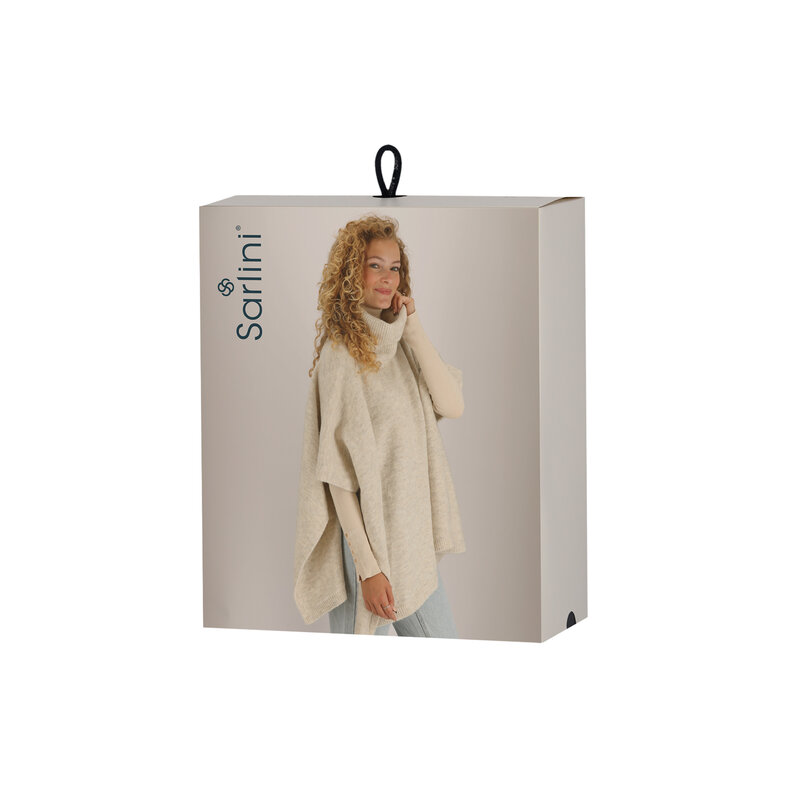 Sarlini Sarlini Ladies Knitted Poncho With Roller Collar White Melange
