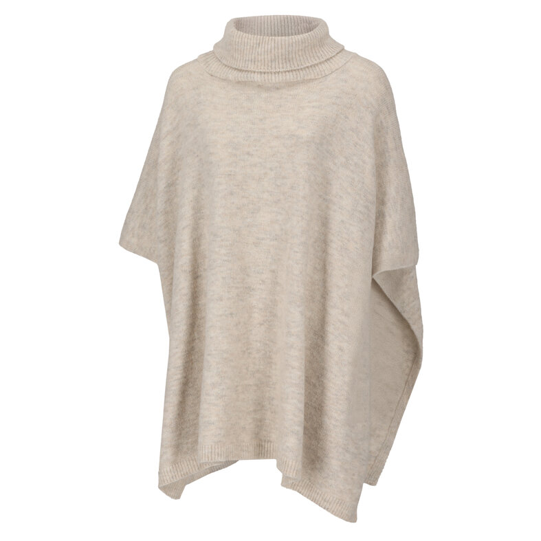 Sarlini Sarlini Ladies Knitted Poncho With Roller Collar White Melange