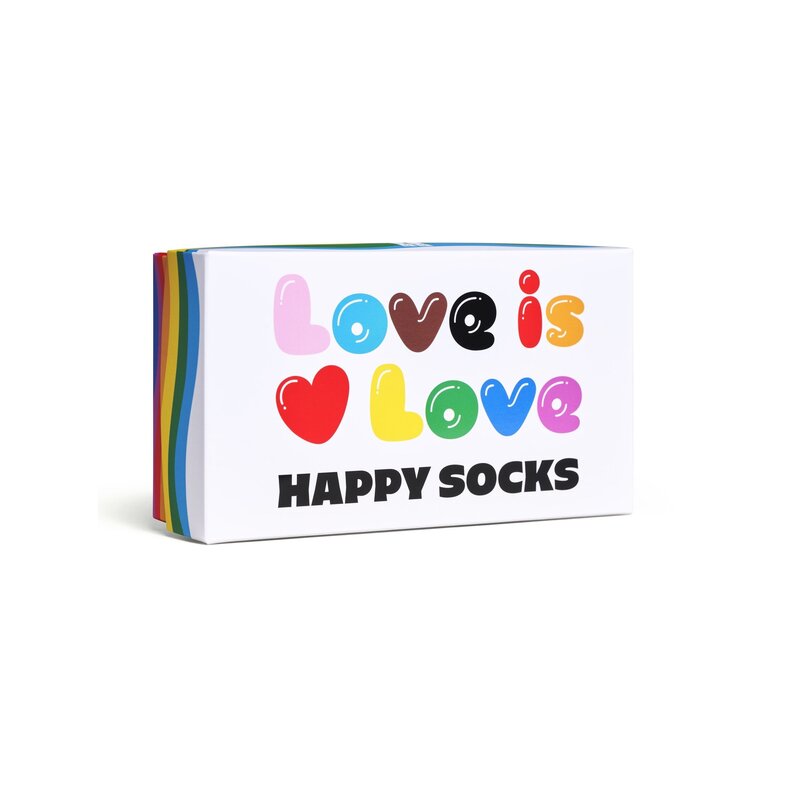Happy Socks Happy Socks Women's/Men's Pride Socks "Love is Love" Gift Box 3-Pack White/Rainbow Striped/Hearts