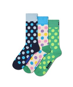 Happy Socks Women's Socks Big Dot 3-Pack Dark Blue/Cream White/Green Multicolor Polka Dot