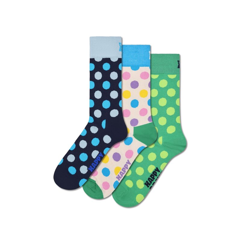 Happy Socks Happy Socks Women's Socks Big Dot 3-Pack Dark Blue/Cream White/Green Multicolor Polka Dot