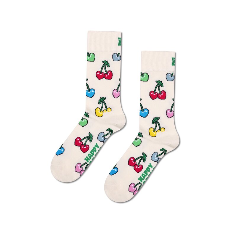 Happy Socks Happy Socks Women's/Men's Socks with Cherry/Heart Print 1 Pair White/Multicolor