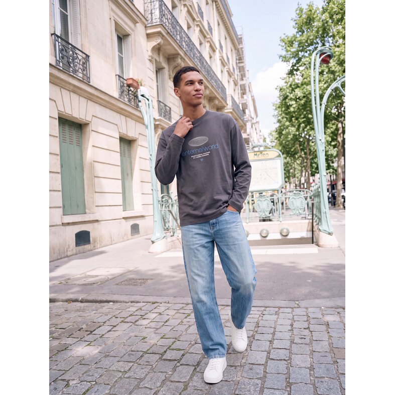 Jack & Jones Jack & Jones Heren Longsleeve T-Shirt JCOBARRON Grijs Print