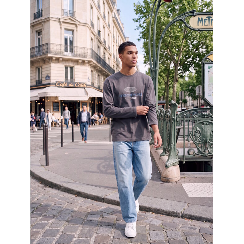 Jack & Jones Jack & Jones Heren Longsleeve T-Shirt JCOBARRON Grijs Print