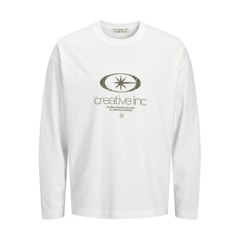 Jack & Jones Jack & Jones Heren Longsleeve T-Shirt JCOBARRON Wit Print