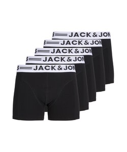 Jack & Jones Heren Boxershorts Trunks JACSENSE 5-Pack Effen Zwart
