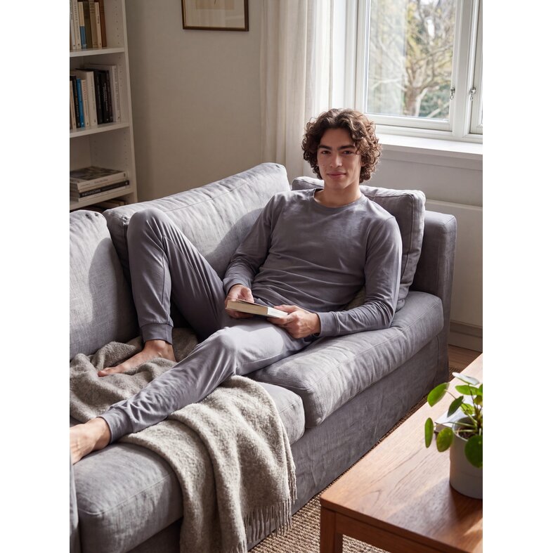 Jack & Jones Jack & Jones Heren Lounge Pyjama Set Lang Polyester Effen Grijs