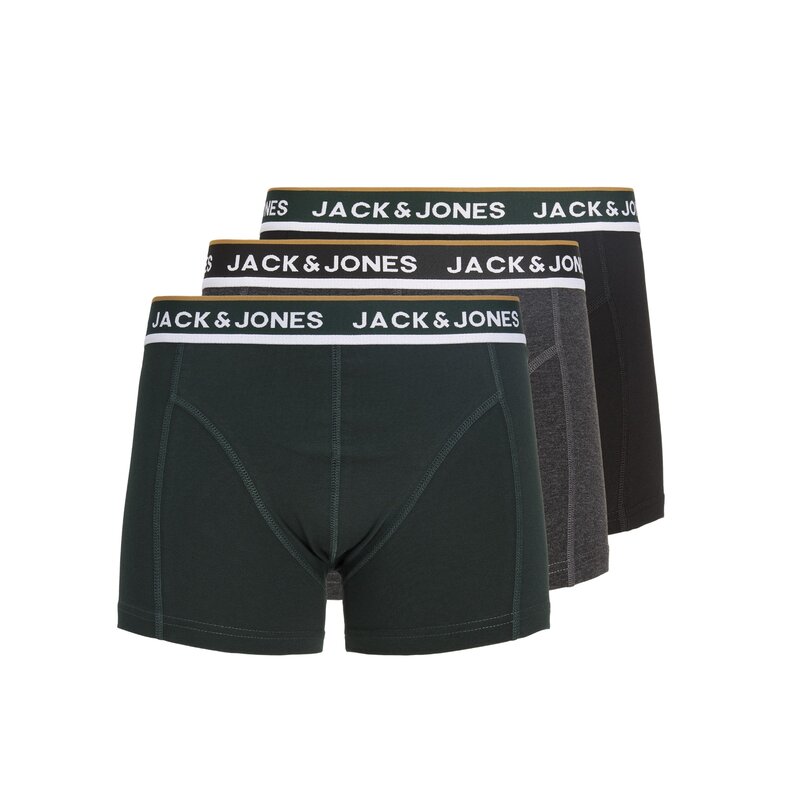Jack & Jones Jack & Jones Heren Boxershorts Trunks JACSWAY 3-Pack Effen Donkergroen/Donkergrijs/Zwart