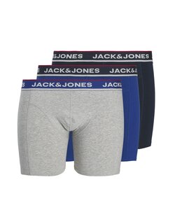 Jack & Jones Heren Plus Size Boxershorts Trunks JACSWAY 3-Pack Effen Grijs/Blauw/Donkerblauw