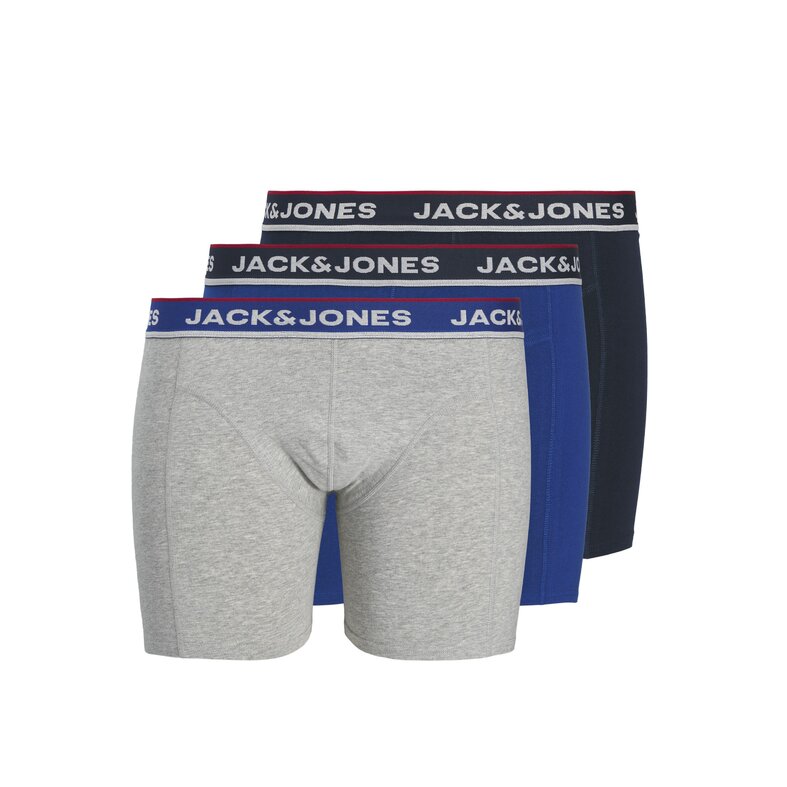 Jack & Jones Jack & Jones Heren Plus Size Boxershorts Trunks JACSWAY 3-Pack Effen Grijs/Blauw/Donkerblauw