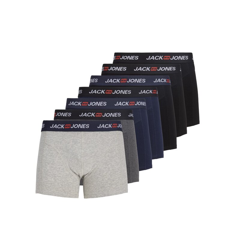 Jack & Jones Jack & Jones Heren Boxershorts Trunks JACCORP 7-Pack Grijs/Donkerblauw/Zwart