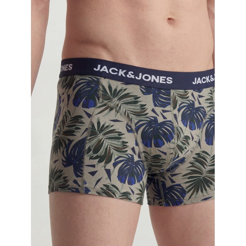 Jack & Jones Jack & Jones Heren Boxershorts Trunks JACHENDO 5-Pack Blauw/Groen Bladeren Print
