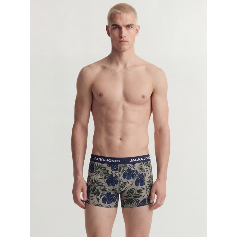 Jack & Jones Jack & Jones Heren Boxershorts Trunks JACHENDO 5-Pack Blauw/Groen Bladeren Print