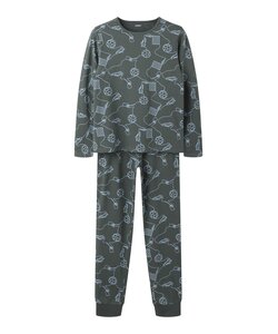 Name It Boys' Long Pajama Set NKMNIGHTSET Soccer Print Gray