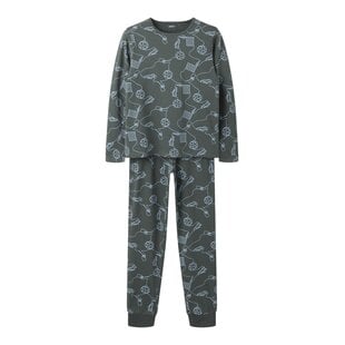Name It Boys' Long Pajama Set NKMNIGHTSET Soccer Print Gray