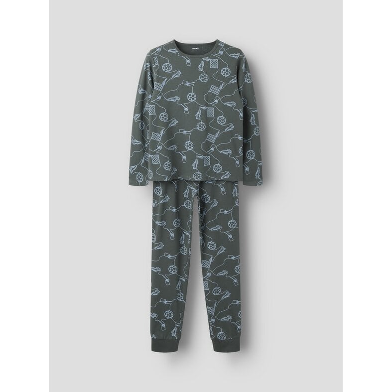 Name It Name It Boys' Long Pajama Set NKMNIGHTSET Soccer Print Gray