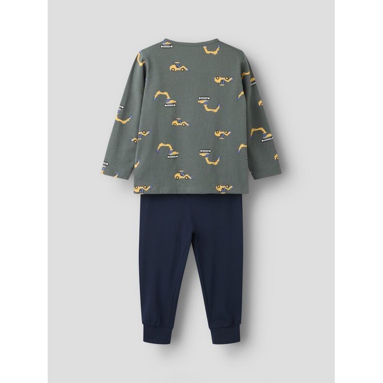 Name It Name It Boys' Long Pajama Set NMMNIGHTSET Gray/Dark Blue Excavator Print