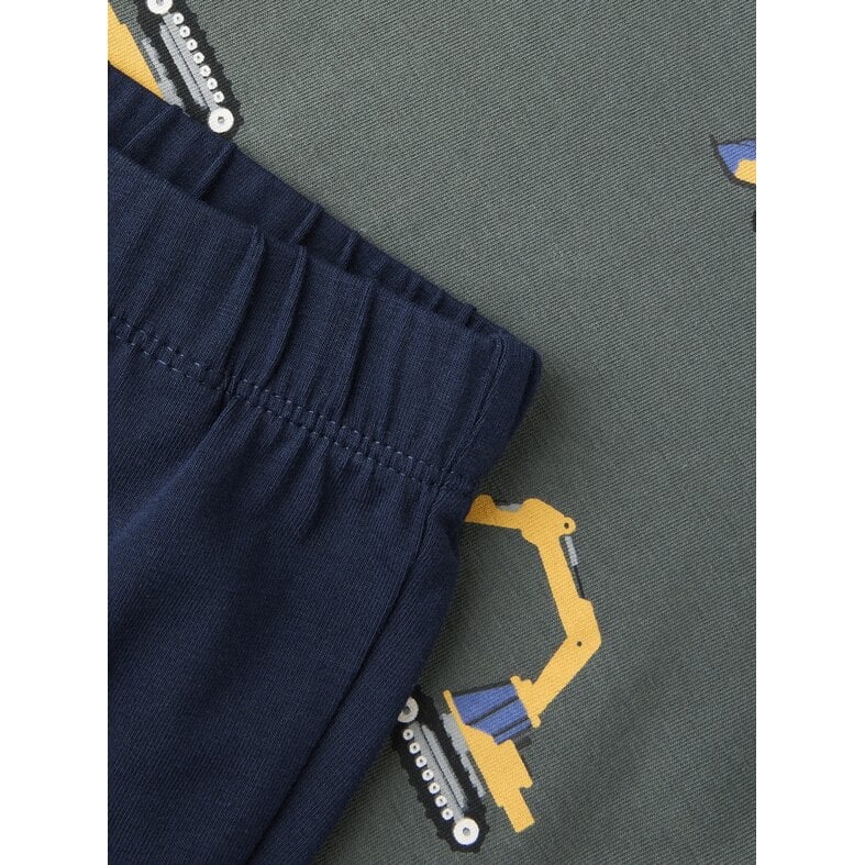 Name It Name It Boys' Long Pajama Set NMMNIGHTSET Gray/Dark Blue Excavator Print
