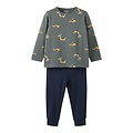 Name It Name It Jongens Lange Pyjama Set NMMNIGHTSET Grijs/Donkerblauw Graafmachine Print