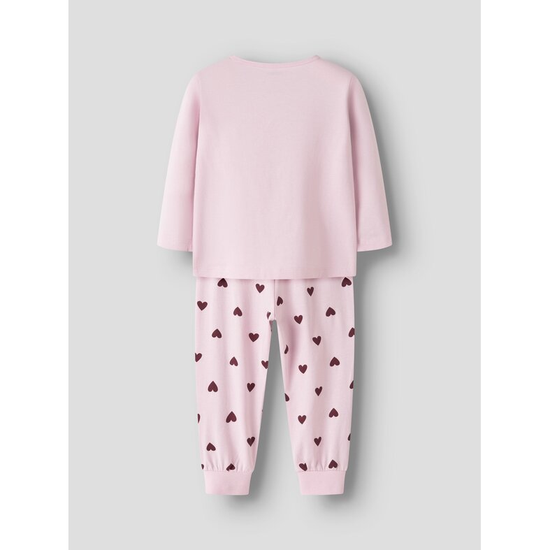 Name It Name It Meisjes Lange Pyjama Set NMFNIGHTSET CUTIE HEART Roze Hartjes Print