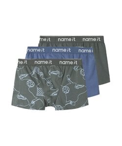 Name It Boys' Boxer Shorts Trunks NKMBOXER KICK OFF 3-Pack Soccer Print Gray/Blue