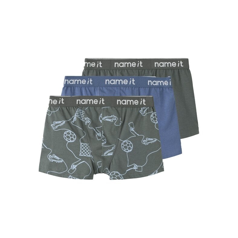 Name It Name It Boys' Boxer Shorts Trunks NKMBOXER KICK OFF 3-Pack Soccer Print Gray/Blue