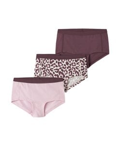 Name It Girls' Hipsters NKFHIPSTER LEO 3-Pack Mauve/Pink Solid/Leopard Print