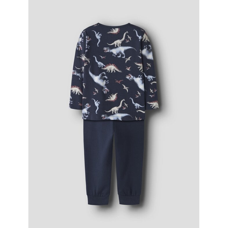 Name It Name It Boys' Long Pajama Set NMMNIGHTSET DINO Dark Blue Dinosaur Print