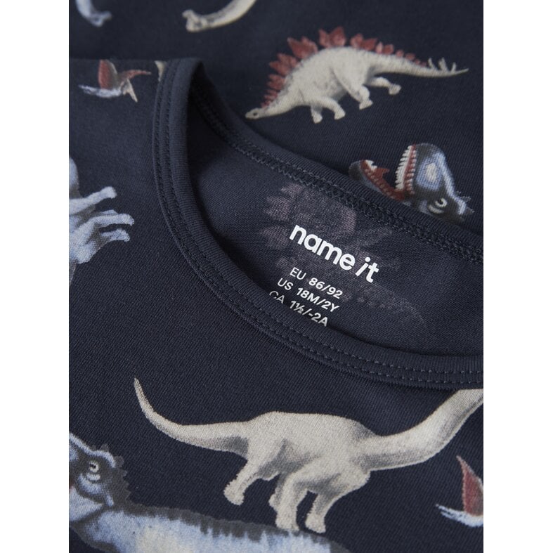 Name It Name It Boys' Long Pajama Set NMMNIGHTSET DINO Dark Blue Dinosaur Print