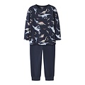 Name It Name It Boys' Long Pajama Set NMMNIGHTSET DINO Dark Blue Dinosaur Print