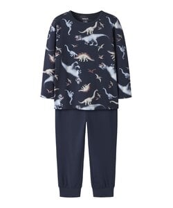 Name It Boys' Long Pajama Set NMMNIGHTSET DINO Dark Blue Dinosaur Print