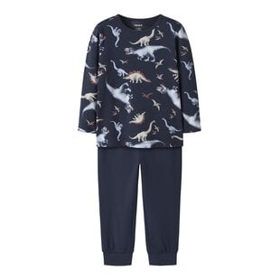 Name It Boys' Long Pajama Set NMMNIGHTSET DINO Dark Blue Dinosaur Print