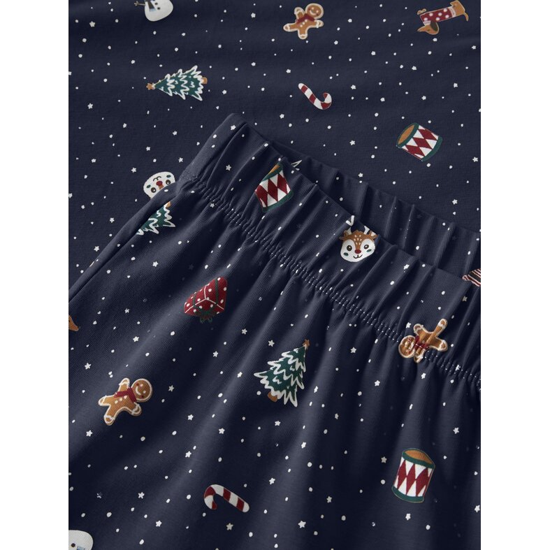 Name It Name It Dames/Heren Kerst Pyjama Set Lang NANVISMAS Donkerblauw