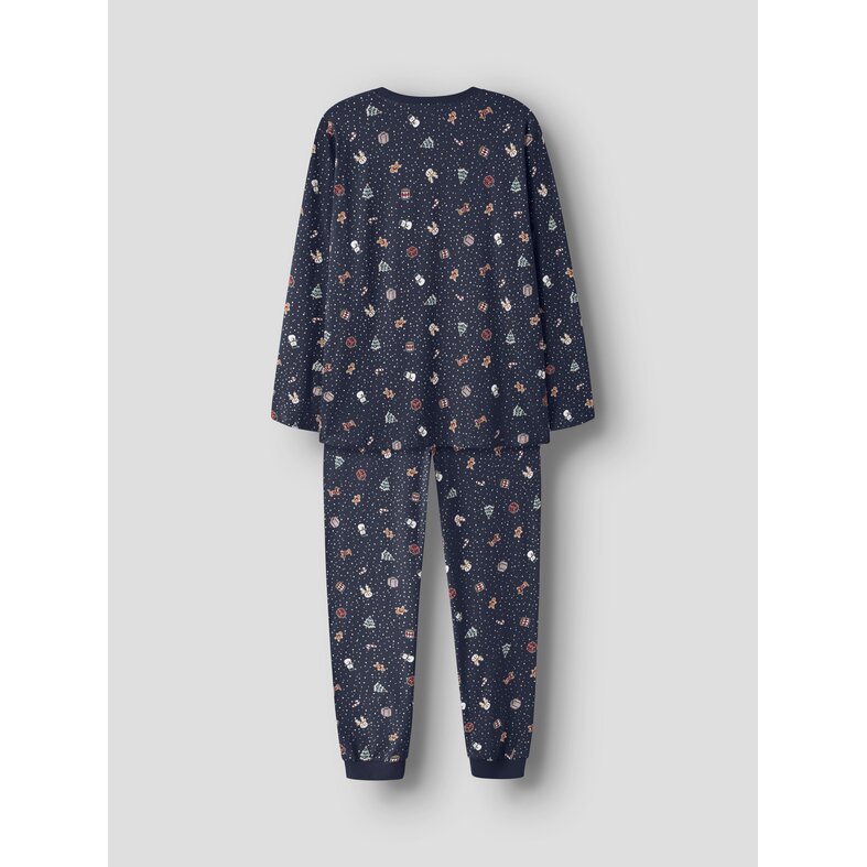 Name It Name It Dames/Heren Kerst Pyjama Set Lang NANVISMAS Donkerblauw