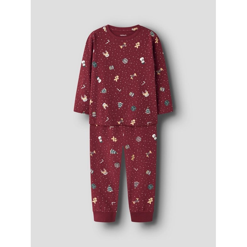 Name It Name It Boys'/Girls' Children's Christmas Pajama Set NMNVISMAS Red