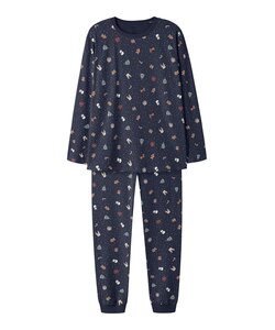 Name It Dames/Heren Kerst Pyjama Set Lang NANVISMAS Donkerblauw