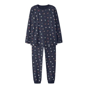 Name It Dames/Heren Kerst Pyjama Set Lang NANVISMAS Donkerblauw