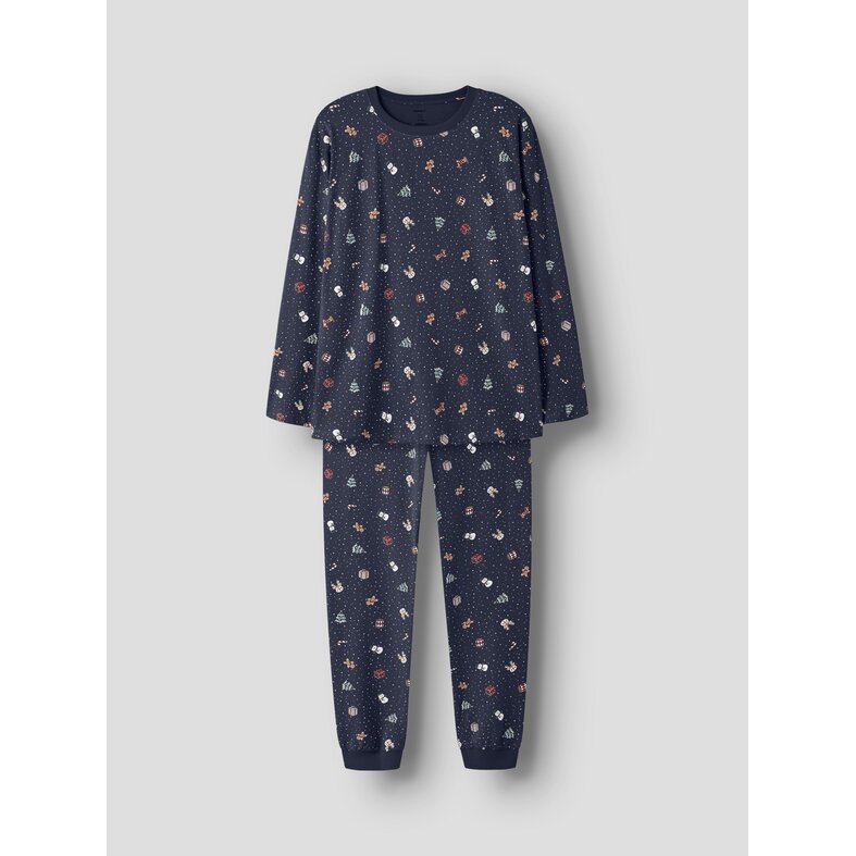 Name It Name It Dames/Heren Kerst Pyjama Set Lang NANVISMAS Donkerblauw
