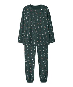 Name It Dames/Heren Kerst Pyjama Set Lang NANVISMAS Groen