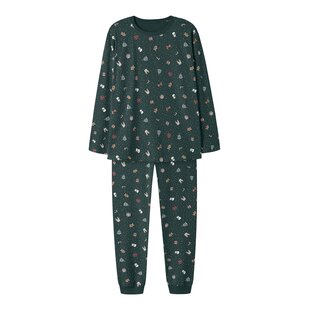 Name It Dames/Heren Kerst Pyjama Set Lang NANVISMAS Groen