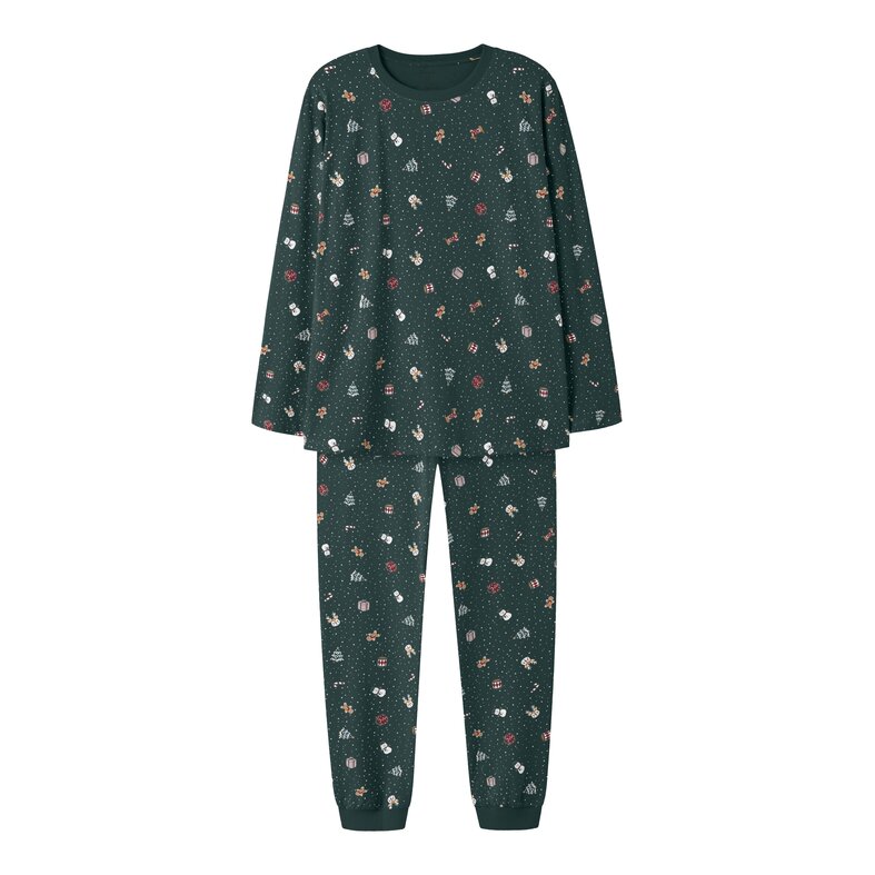 Name It Name It Dames/Heren Kerst Pyjama Set Lang NANVISMAS Groen