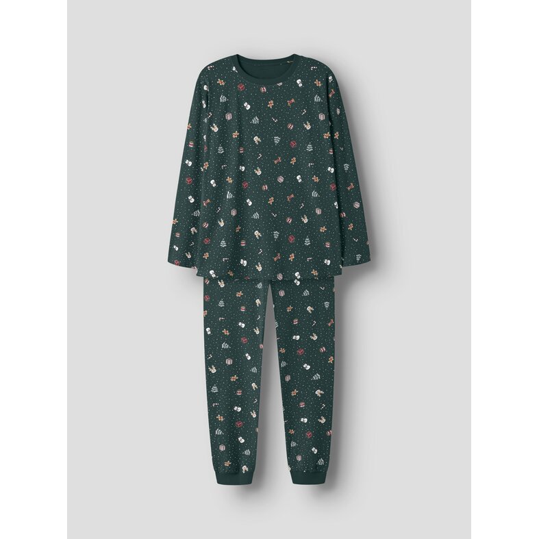 Name It Name It Dames/Heren Kerst Pyjama Set Lang NANVISMAS Groen