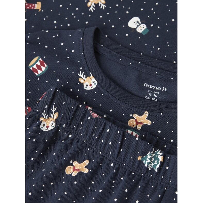 Name It Name It Boys'/Girls' Children's Christmas Pajama Set NKNVISMAS Dark Blue